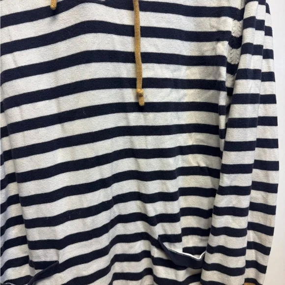 Navy and White Striped Men's‎ Hoodie - Picture 2 of 8